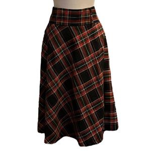 Zara Tartan Plaid Midi Skirt A Line Size S